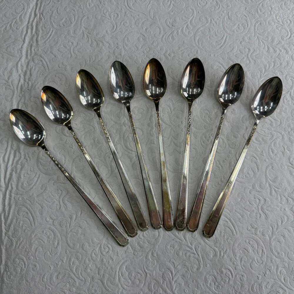 Vintage SL&GH Rogers A1+, Oneida Silverplate iced tea spoons set of 8 Carnival *